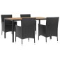 Set da Pranzo da Giardino 5 pz Nero con Cuscini in Polyrattan Set da Pranzo da Giardino 5 pz Nero con Cuscini in Polyrattan