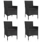 Set da Pranzo da Giardino 5 pz Nero con Cuscini in Polyrattan Set da Pranzo da Giardino 5 pz Nero con Cuscini in Polyrattan