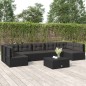 Set Salotto da Giardino con Cuscini 7pz Nero Polyrattan