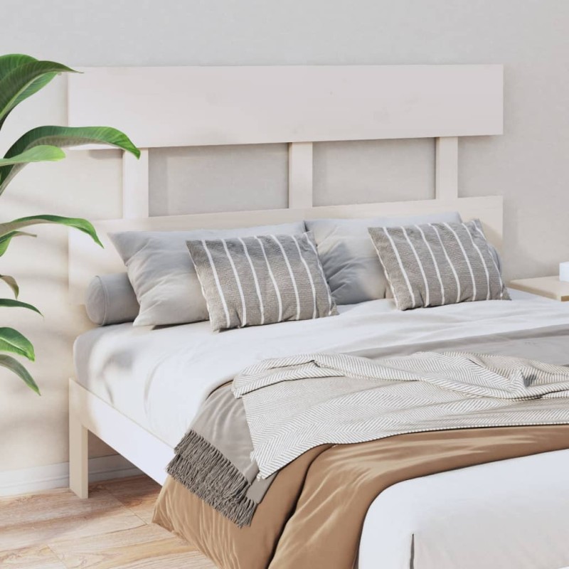 Testiera per Letto Bianca 144x3x81 cm in Legno Massello di Pino Testiera per Letto Bianca 144x3x81 cm in Legno Massello di Pino