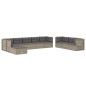 Set Divani da Giardino 10 pz con Cuscini in Polyrattan Grigio Set Divani da Giardino 10 pz con Cuscini in Polyrattan Grigio