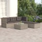 Set Divani da Giardino 5 pz con Cuscini in Polyrattan Grigio Set Divani da Giardino 5 pz con Cuscini in Polyrattan Grigio
