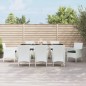 Set da Pranzo da Giardino 9 pz con Cuscini in Polyrattan Bianco Set da Pranzo da Giardino 9 pz con Cuscini in Polyrattan Bianco