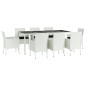Set da Pranzo da Giardino 9 pz con Cuscini in Polyrattan Bianco Set da Pranzo da Giardino 9 pz con Cuscini in Polyrattan Bianco