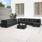 vidaXL Set Mobili da Giardino con Cuscini 8 pz Nero in Polyrattan vidaXL Set Mobili da Giardino con Cuscini 8 pz Nero in Polyrattan