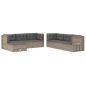 Set Divani da Giardino 7 pz con Cuscini in Polyrattan Grigio