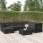 Set Salotto da Giardino con Cuscini 7pz Nero Polyrattan Set Salotto da Giardino con Cuscini 7pz Nero Polyrattan