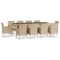 Set da Pranzo da Giardino 11 pz con Cuscini Beige in Polyrattan Set da Pranzo da Giardino 11 pz con Cuscini Beige in Polyrattan