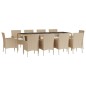 Set da Pranzo da Giardino 11 pz con Cuscini Beige in Polyrattan Set da Pranzo da Giardino 11 pz con Cuscini Beige in Polyrattan