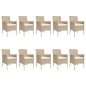 Set da Pranzo da Giardino 11 pz con Cuscini Beige in Polyrattan Set da Pranzo da Giardino 11 pz con Cuscini Beige in Polyrattan