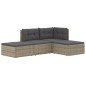 Set Divani da Giardino 4 pz con Cuscini in Polyrattan Grigio