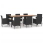 Set da Pranzo da Giardino 9 pz con Cuscini Nero in Polyrattan Set da Pranzo da Giardino 9 pz con Cuscini Nero in Polyrattan