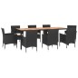 Set da Pranzo da Giardino 9 pz con Cuscini Nero in Polyrattan Set da Pranzo da Giardino 9 pz con Cuscini Nero in Polyrattan