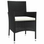 Set da Pranzo da Giardino 9 pz con Cuscini Nero in Polyrattan Set da Pranzo da Giardino 9 pz con Cuscini Nero in Polyrattan
