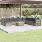 vidaXL Set Divani da Giardino 9 pz con Cuscini in Polyrattan Grigio vidaXL Set Divani da Giardino 9 pz con Cuscini in Polyrattan Grigio