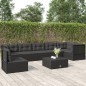 Set Salotto da Giardino con Cuscini 7pz Nero Polyrattan Set Salotto da Giardino con Cuscini 7pz Nero Polyrattan