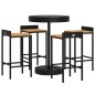 Set Bar Giardino 5 pz Nero Polyrattan e Legno Massello Acacia Set Bar Giardino 5 pz Nero Polyrattan e Legno Massello Acacia