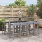Set Bar da Giardino 9 pz con Cuscini in Polyrattan Grigio Set Bar da Giardino 9 pz con Cuscini in Polyrattan Grigio