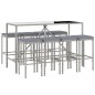 Set Bar da Giardino 9 pz con Cuscini in Polyrattan Grigio Set Bar da Giardino 9 pz con Cuscini in Polyrattan Grigio