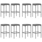 Set Bar da Giardino 9 pz con Cuscini in Polyrattan Grigio Set Bar da Giardino 9 pz con Cuscini in Polyrattan Grigio