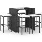 Set Bar da Giardino 7 pz con Cuscini in Polyrattan Nero Set Bar da Giardino 7 pz con Cuscini in Polyrattan Nero