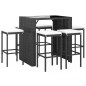 Set Bar da Giardino 7 pz con Cuscini in Polyrattan Nero Set Bar da Giardino 7 pz con Cuscini in Polyrattan Nero