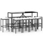 Set Bar da Giardino 11 pz con Cuscini in Polyrattan Nero Set Bar da Giardino 11 pz con Cuscini in Polyrattan Nero