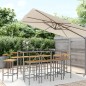 Set Bar Giardino 11pz Grigio Polyrattan e Legno Massello Acacia Set Bar Giardino 11pz Grigio Polyrattan e Legno Massello Acacia