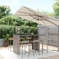 Set Bar Giardino 7pz Grigio Polyrattan e Legno Massello Acacia Set Bar Giardino 7pz Grigio Polyrattan e Legno Massello Acacia