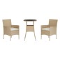 Set da Bistrò da Giardino 3 pz con Cuscini Beige in Polyrattan Set da Bistrò da Giardino 3 pz con Cuscini Beige in Polyrattan