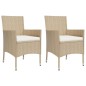 Set da Bistrò da Giardino 3 pz con Cuscini Beige in Polyrattan Set da Bistrò da Giardino 3 pz con Cuscini Beige in Polyrattan