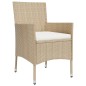 Set da Bistrò da Giardino 3 pz con Cuscini Beige in Polyrattan Set da Bistrò da Giardino 3 pz con Cuscini Beige in Polyrattan