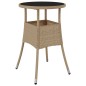 Set da Bistrò da Giardino 3 pz con Cuscini Beige in Polyrattan Set da Bistrò da Giardino 3 pz con Cuscini Beige in Polyrattan