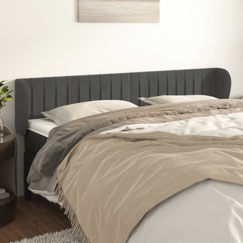Testiera ad Orecchio Grigio Scuro 203x23x78/88 cm in Velluto Testiera ad Orecchio Grigio Scuro 203x23x78/88 cm in Velluto