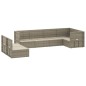 vidaXL Set Divani da Giardino 7 pz con Cuscini in Polyrattan Grigio