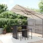 Set Bar Giardino 5 pz Nero Polyrattan e Legno Massello Acacia Set Bar Giardino 5 pz Nero Polyrattan e Legno Massello Acacia