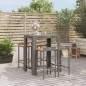 Set Bar Giardino 5pz Grigio Polyrattan e Legno Massello Acacia Set Bar Giardino 5pz Grigio Polyrattan e Legno Massello Acacia