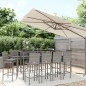 Set Bar da Giardino 11 pz con Cuscini in Polyrattan Grigio Set Bar da Giardino 11 pz con Cuscini in Polyrattan Grigio