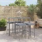 Set Bar da Giardino 5 pz con Cuscini in Polyrattan Grigio Set Bar da Giardino 5 pz con Cuscini in Polyrattan Grigio