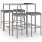 Set Bar da Giardino 5 pz con Cuscini in Polyrattan Grigio Set Bar da Giardino 5 pz con Cuscini in Polyrattan Grigio