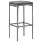 Set Bar da Giardino 5 pz con Cuscini in Polyrattan Grigio Set Bar da Giardino 5 pz con Cuscini in Polyrattan Grigio
