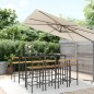 Set Bar Giardino 9 pz Nero Polyrattan e Legno Massello Acacia Set Bar Giardino 9 pz Nero Polyrattan e Legno Massello Acacia