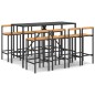 Set Bar Giardino 9 pz Nero Polyrattan e Legno Massello Acacia Set Bar Giardino 9 pz Nero Polyrattan e Legno Massello Acacia