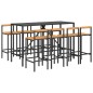 Set Bar Giardino 9 pz Nero Polyrattan e Legno Massello Acacia Set Bar Giardino 9 pz Nero Polyrattan e Legno Massello Acacia