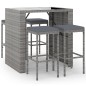 vidaXL Set Bar da Giardino 5 pz con Cuscini in Polyrattan Grigio vidaXL Set Bar da Giardino 5 pz con Cuscini in Polyrattan Grigio
