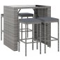vidaXL Set Bar da Giardino 5 pz con Cuscini in Polyrattan Grigio vidaXL Set Bar da Giardino 5 pz con Cuscini in Polyrattan Grigio
