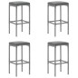 vidaXL Set Bar da Giardino 5 pz con Cuscini in Polyrattan Grigio vidaXL Set Bar da Giardino 5 pz con Cuscini in Polyrattan Grigio