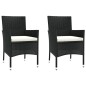 Set da Pranzo da Giardino 3 pz con Cuscini Nero in Polyrattan Set da Pranzo da Giardino 3 pz con Cuscini Nero in Polyrattan