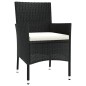 Set da Pranzo da Giardino 3 pz con Cuscini Nero in Polyrattan Set da Pranzo da Giardino 3 pz con Cuscini Nero in Polyrattan
