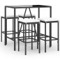 Set Bar da Giardino 5 pz con Cuscini in Polyrattan Nero Set Bar da Giardino 5 pz con Cuscini in Polyrattan Nero